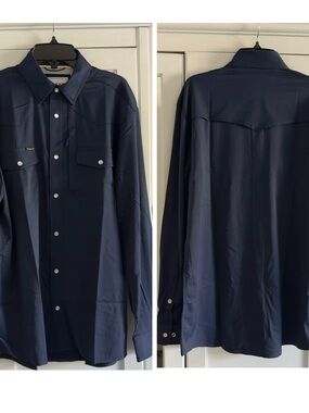 Poncho The Pacifico Long Sleeve Shirt in Navy Size Small Slim Fit